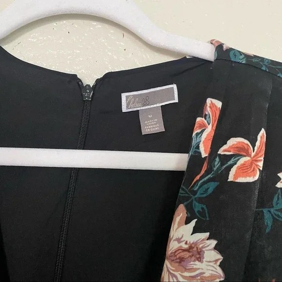 Reposhed! Chelsea28 Black Tie Knee Length Floral Dress - Picture 7 of 11